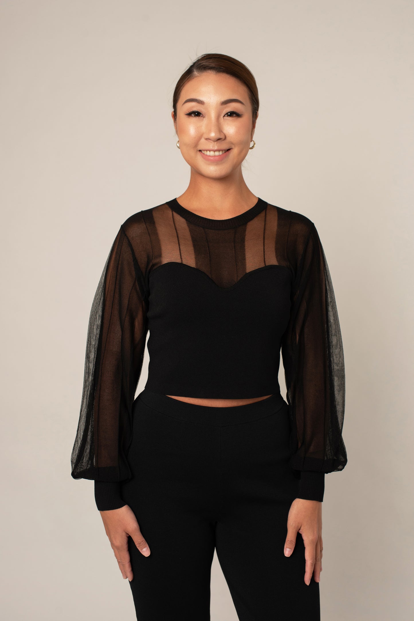 aurea jasmine top black, front two, clothes for athletic women