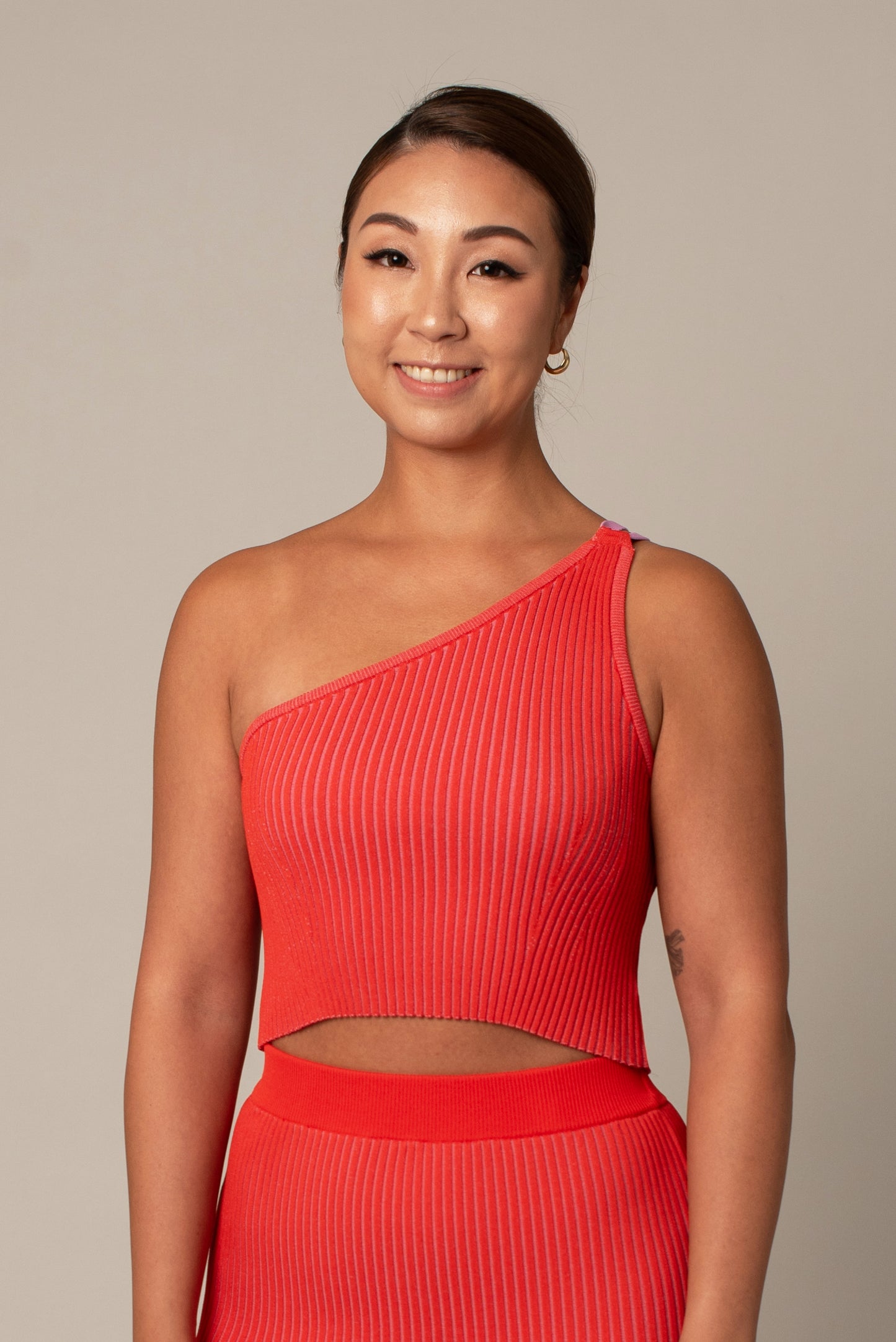 aurea alice top in poppy, front, clothes for athletic women