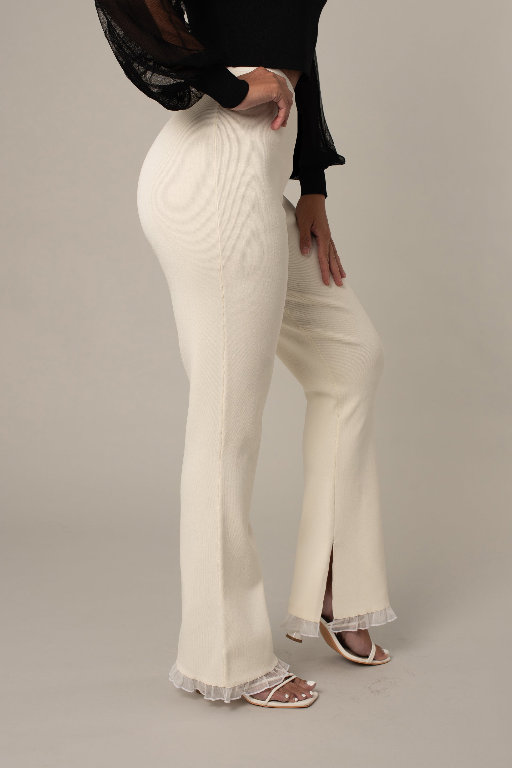 aurea white swan pants, side, clothes for athletic women